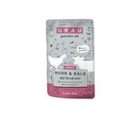 GRAU - l’Original - Nourriture Humide pour Chats - Poulet et Veau (Sachet), Pack de 16 (16 x 125 g), sans céréales, pour Chats Adultes