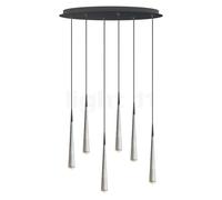 Grau Niceone Suspension LED Cluster - 6 foyers aluminium brut/charbon - 200 cm Ce luminaire comporte des modules à LED prémontés de classes énergétiques A A++, A+, A