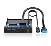 GRAUGEAR | 6-interfaces Panneau Avant | 2xUSB-C et 2xUSB-A HUB | Lecteur de Cartes SD/Micro SD | Type-C® USB 3.2 Gen2 2x2 20Gbit/s | USB 19-pin et A-Key 20-pin Header | G-MP01CR