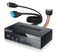 GRAUGEAR 8 interfaces [10 Gbit/s] Panneau Avant de 5,25 Pouces avec 2 Ports USB-C et 2 Ports USB-A USB 3.2 Gen2 10 Gbps, Lecteur de Carte SD et microSD, Audio I/O, Microphone, Ports Casque