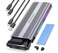GRAUGEAR Boîtier M.2 SSD NVMe RVB, 10 Gbit/s USB 3.2 Gen2 externe en aluminium sans outil M2 Boîtier SSD NVMe USB C, RTL9210 Boîtier externe pour PCIe NVMe M-Key B+M Key [G-M901-AC-10G]