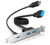 GRAUGEAR G-AD-ETC2A-20G Adaptateur de panneau avant USB-C 20 Gbit/s USB 3.2 Gen 2 x 2, câble d'extension de carte mère, USB-C femelle vers connecteur mâle USB Type-E 20 broches avec support PCIe, 60