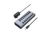 GRAUGEAR G-HUB71-A Hub USB 3.2 Gen 1 Type-A 7 Ports - Boîtier Aluminium, 5000 Mbit/s, Alimentation Externe 12V, Compatible Windows/macOS, Câble 1m