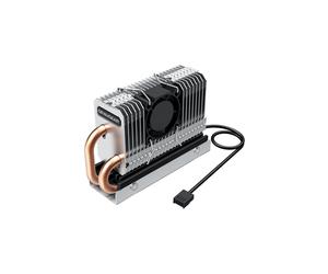 GRAUGEAR G-M2HP04-F Refroidisseur pour SSD M.2, 87x27x34mm, Noir/Argent, Ventilateur 25x25x10mm, 8500 RPM, 3.87 CFM, 12V, 0.07A