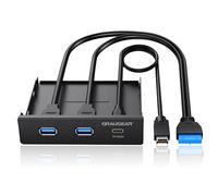 GRAUGEAR Hub multi-PC de 8,9 cm, emplacements USB internes avec USB 3.2 Gen 2 USB-C et 2 ports USB 3.0, en-tête à 20 broches, compatible avec tout boîtier d'ordinateur de 3,5 pouces, sans lecteur [G-MP01]