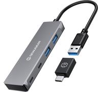 GRAUGEAR | HUB USB 3.0 | 4 Ports | 2X USB-C | 2X USB-A | Aluminium | Longueur du câble : 20 cm | Adaptateur USB Type-C | 5 Gbit/s | G-HUB2A2C-AC, 18042