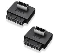 GRAUGEAR Lot de 2 adaptateurs en forme de L à 19 broches vers type E Key A | Adaptateur USB interne de carte mère 19 broches mâle vers type E Key-A femelle, ensemble coudé vers le haut et vers le bas