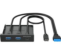 GRAUGEAR Multi Frontblende 3-Fach USB-HUB, 1x USB-C,2x USB-A retail