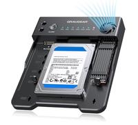 GRAUGEAR Station d'accueil M.2 NVMe et SATA SSD/HDD, USB-C 10 Gbit/s pour M.2 PCIe NVMe + convertisseur SSD et HDD SATA 2,5"/3,5", clonage Hors Ligne, sans Outils, Ventilateur de Refroidissement