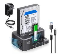 GRAUGEAR Station d'accueil pour disque dur SSD M.2 NVMe et SATA 3,5"/2,5", lecteur NVMe USB-C 10 Gbit/s, cloneur SATA vers NVMe M.2, station de clonage NVMe SSD, clone hors ligne à double baie