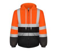 Graunton Vetement de Travail Homme Avec fermeture éclair et 2 poches, Hi Vis Pull de Travail pour Femmes Hommes, Hi Vis Sweat de Travail Homme pour Trafic Activités extérieures,Orange Noir,S.