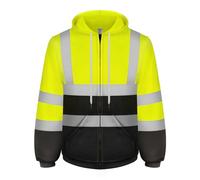Graunton Vetement de Travail Homme Avec fermeture éclair et 2 poches, Hi Vis Pull de Travail pour Femmes Hommes, Hi Vis Sweat de Travail Homme pour Trafic Activités extérieures,Jaune Noir,S.