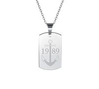 Gravado - Chaîne avec Pendentif en INOX - Dog Tag avec Gravure - Personnalisé - Plaque d'identité gravée - Écriture en majuscules - Cadeaux Bijou pour Hommes