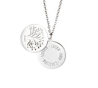 Gravado Collier et 2 Pendentifs en INOX Arbre de Vie Prénoms Couleur Argent