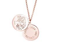 Gravado Collier et 2 Pendentifs en Inox Arbre de Vie Prénoms Couleur Or Rose