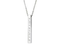 Gravado - Collier et Pendentif bâton avec Gravure - INOX - Couleur : Argent - Personnalisé avec coordonnées GPS - Emballé dans Belle boîte - Bijoux Cadeaux pour Femmes - Saint Valenti