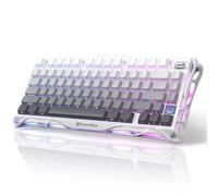 GravaStar Mercury K1 Clavier Mécanique de Jeu avec BT5.0/2.4G /Type-C, 75% Gasket Clavier Gamer RGB Rétroéclairé, Commutateurs Linéaires Pré-Lubrifiés Compatible QWERTY