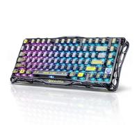 GravaStar Mercury K1 Lite Clavier Mécanique de Jeu avec BT5.0/2.4G /Type-C, 75% Gasket Clavier Gamer RGB Rétroéclairé, Commutateurs Linéaires Pré Lubrifiés, QWERTY (Noir Transparent)