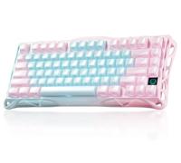 GravaStar Mercury K1 Lite Clavier Mécanique de Jeu avec BT5.0/2.4G /Type-C, 75% Gasket Clavier Gamer RGB Rétroéclairé, Commutateurs Linéaires Pré Lubrifiés, QWERTY (Aurora Mist)