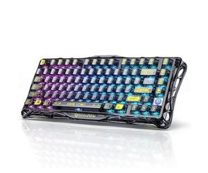 GravaStar Mercury K1 Lite clavier mécanique de jeu tri-mode 75 %, disposition QWERTY US, gasket et hot-swap, sans fil BT 5.0/2,4 G/USB-C, rétroéclairage RVB, pour Windows/Mac, Noir