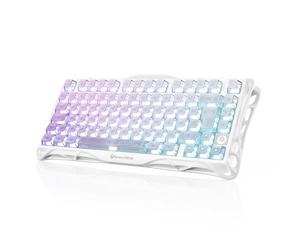 GravaStar Mercury K1 Lite QWERTZ 75% Clavier de Jeu Crystal Aurora | Clavier de jeu 75 % sans fil avec mode tri-mode (2,4 G/BT/USB-C), Hot Swap, sans fil, joint, éclairage RVB