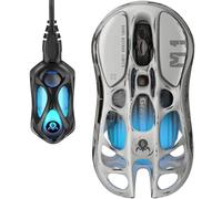 GravaStar Mercury M1 Pro Souris de Jeu en Alliage de magnésium léger, 26 000 DPI, capteur PAW3395DM, 5 Boutons programmables, câble/2,4G/BT, jusqu'à 200 Heures de Batterie (Argent)