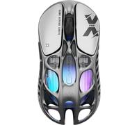 GravaStar Mercury X Pro 49 g Souris de jeu sans fil, dongle 8K, capteur PAW 3950 32 000 DPI, fréquence de sondage de 8 000 Hz, argenté