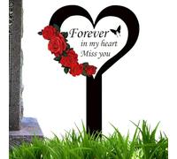 Grave Decorations - Acrylic Heart And Cross Marker, Easy to Install Outdoor Cemetery Stake, Yard, Garden, Memorial | Sympathy, Respectful Commemoration, Outdoor Memorial Accessories