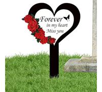 Grave Decorations, Sympathy 2D Acrylic Stake, Heart and Crossing Memorial Markers, Stake for Outdoors Yard Garden Remembrance, Cemetery Use, Convenient to Install