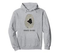 Gravée en Moi - Design Empreinte Algérie Élégant - Fierté DZ Sweat à Capuche, Unisexe pour Adultes, Gris Chiné, S
