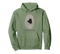 Gravée en Moi - Design Empreinte Algérie Élégant - Fierté DZ Sweat à Capuche, Unisexe pour Adultes, Vert Sauge, S