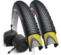 Gravel 700 X 38c Tyres With Puncture Protection 1 Mm-Pair Of Foldable Tyres 28 X 1.5 Inches With 2 X Schrader 40-622 Inner Tubes For Touring & Electric & Road & Hybrid & Mountain Bikes