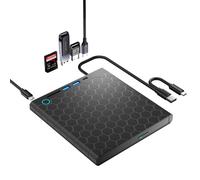 Graveur DVD externe USB 3.0 et USB-C, graveur multifonction externe, lecteur HUB avec 2 ports USB-A et un lecteur de carte SD