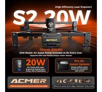 Graveur et découpeur laser ACMER S2 20W 12W 7W 4W 300x300mm 455nm Machine de gravure CNC à diode pour bois, métal, acrylique, cuir, cadeaux, bricolage S2