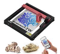 Graveur Laser ATOMSTACK A12 Pro, Puissance de Sortie 12W, Machine de Gravure Laser de 0,05 mm de Précision plus Elevée pour Bois, Cuir, Métal et Verre, Contrôle APP, Pas d'installation