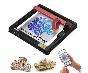 Graveur Laser ATOMSTACK A12 Pro, Puissance de Sortie 12W, Machine de Gravure Laser de 0,05 mm de Précision plus Elevée pour Bois, Cuir, Métal et Verre, Contrôle APP, Pas d'installation