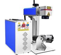 Graveur Laser Métal laser Fibre Machine à Graver Laser Fiber Laser Decoupe avec rotation Raycus 1064nm 220V précision 0.01mm pour Métal Bijoux Cuivre Aluminium Acier Fer Etc.(30W Area 150 * 150mm)