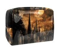 Graveyard Trousse à cosmétiques pour femme, trousse de toilette de voyage, grande pochette de maquillage en PVC pratique avec fermeture éclair, multicolore, 18.5x7.5x13cm/7.3x3x5.1in, Trousse de