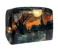 Graveyard Trousse à maquillage en forme de citrouille pour femme, trousse de toilette de voyage, grande pochette de maquillage en PVC pratique avec fermeture éclair, multicolore,