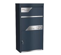 Graviers Design Boîte aux lettres personnalisée, autoportante, en acier revêtu par pulvérisation, avec plaque nominative gravée en acier inoxydable, boîte aux lettres, boîte aux lettres design 7