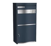 Graviers Design Boîte aux lettres personnalisée, autoportante, en acier revêtu par pulvérisation, avec plaque nominative gravée en acier inoxydable, boîte aux lettres, boîte aux lettres design 1