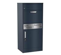 Graviers Design Boîte aux lettres pour colis avec compartiment aux lettres personnalisable - Plaque nominative en acier inoxydable - Numéro de maison - Gravure au laser - Boîte aux lettres revêtue par