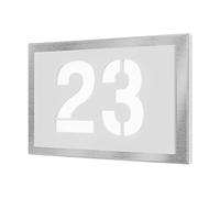 Graviers Design Numéro de maison lumineux en acier inoxydable V2A 160x110mm - Blanc - Résistant aux intempéries et à la rouille Personnalisable selon votre propre numéro