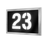 Graviers Design Numéro de maison lumineux en acier inoxydable V2A 160x110mm - Noir - Résistant aux intempéries et à la rouille Personnalisable selon votre propre numéro