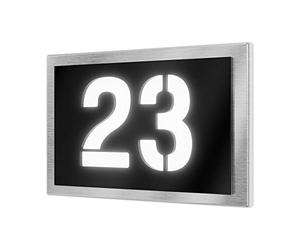 Graviers Design Numéro de maison lumineux en acier inoxydable V2A 160x110mm - Noir - Résistant aux intempéries et à la rouille Personnalisable selon votre propre numéro