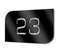Graviers Design Plaque de numéro de maison - En acier inoxydable V2A - 215 x 150 mm - Noire - Résistante aux intempéries et à la rouille - Personnalisable - Fabriquée en Allemagne