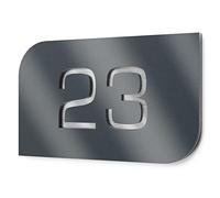Graviers Design Plaque de numéro de maison - En acier inoxydable V2A - 250 x 175 mm - Anthracite métallisé - Résistant aux intempéries et à la rouille - Personnalisable - Fabriqué en Allemagne