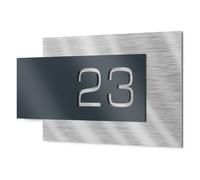 Graviers Design - Plaque de numéro de maison - En acier inoxydable V2A - 265 x 150 mm - Anthracite RAL 7016 - Résistante aux intempéries et à la rouille - Personnalisable - Fabriquée en Allemagne