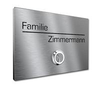 Graviers Design plaque de sonnette extérieure en inox V2A - encastrée ou en saillie - gravure personnalisée, bouton LED