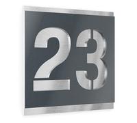 Graviers Design Plaque Numéro de Maison | Chiffres personnalisables | 120 x 120 mm Gris anthracite métallisé | Acier inoxydable | Fabriqué en Allemagne